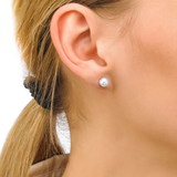 Brincos Lyra Prateados Pérola 6mm