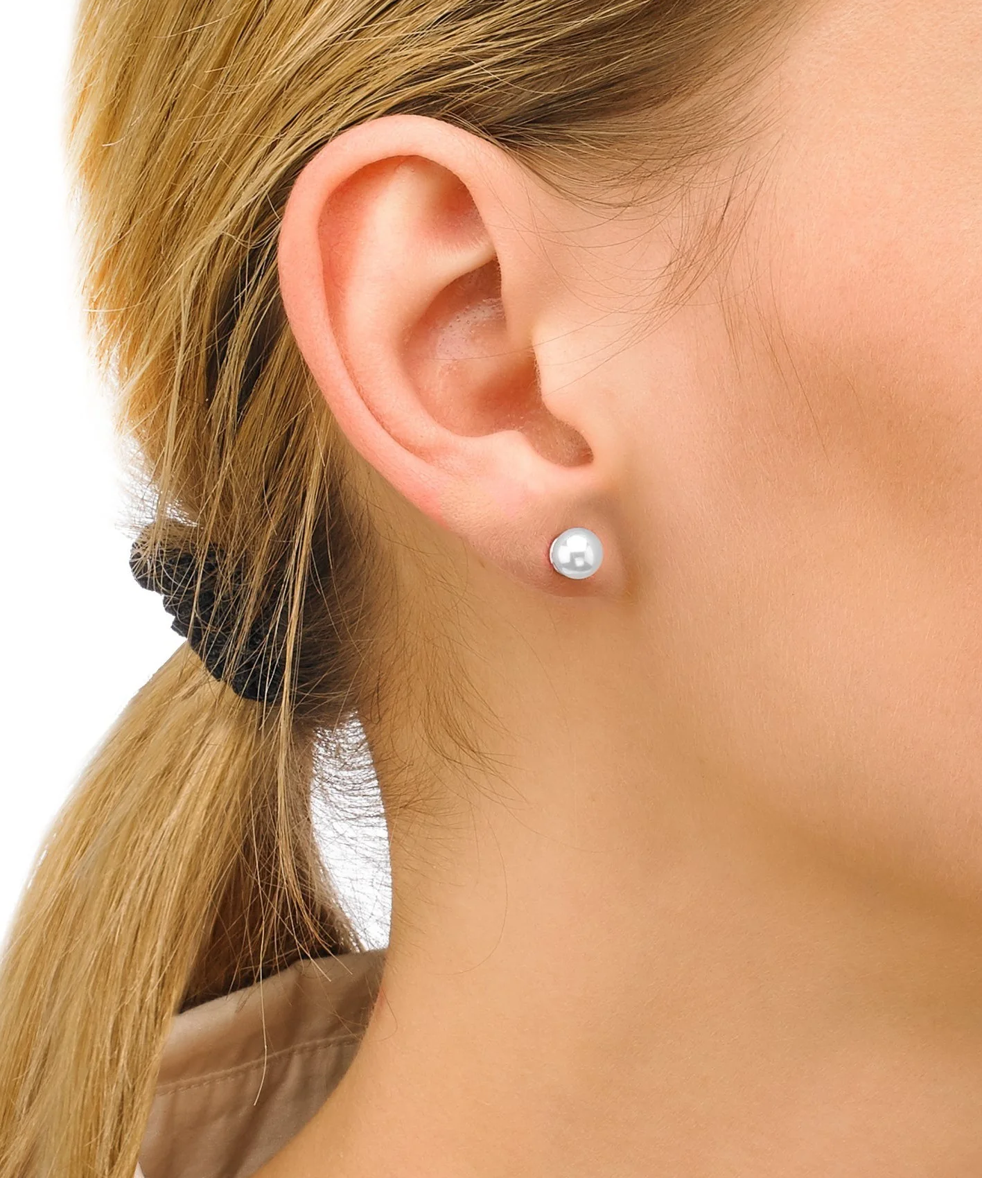 Brincos Lyra Prateados Pérola 6mm