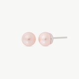 Brincos Lyra Prateados Pérola 8mm Rosa