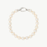 Pulseira Clássica Prateada Pérola 7mm