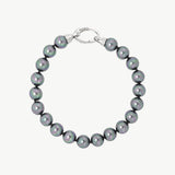 Pulseira Lyra Prateada Pérola 8mm Cinzenta