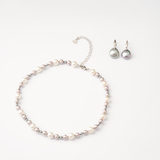 Brincos Lyra Prateados Pérola 12mm Cinzenta