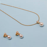 Brincos Tu y Yo Dourado Pérola 8x10mm