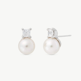 Brincos Selene Prateados Pérola 10mm