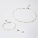 Colar Ballet Prateado Pérolas 4mm