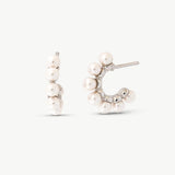 Brincos Ada Prateados Pérola 3mm