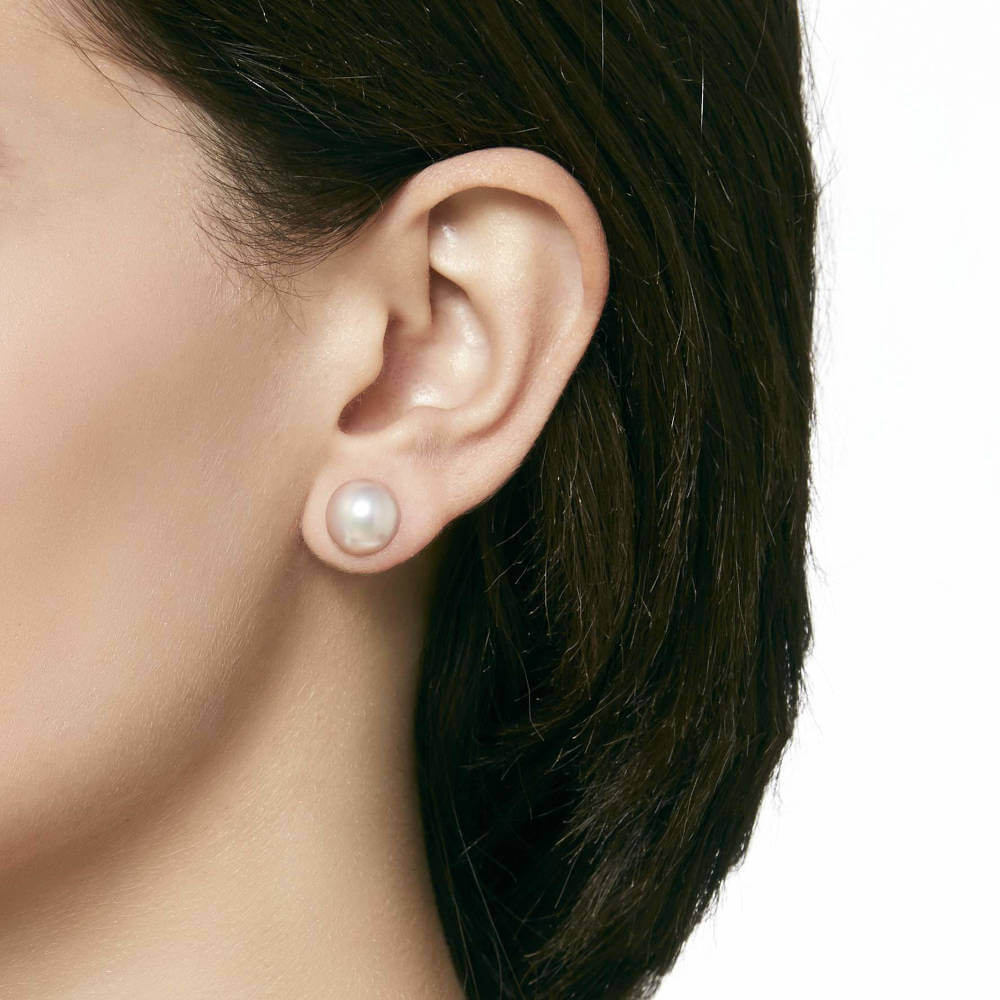 Brincos Lyra Prateados Pérola 12mm Nuage Mabé