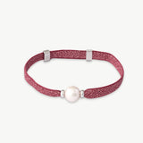 Pulseira Circa Magenta Prateada Pérola 10mm