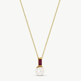 Colar Selene Dourado Pérola 8mm Vermelho