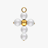 Colar Crosses Dourado Pérolas 6mm