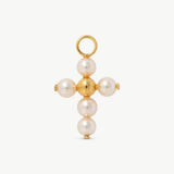 Colar Crosses Dourado Pérolas 4mm