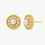 Brincos Daisy Dourados Pérolas 2/5mm