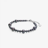 Pulseira Essence Prateada Pérolas 4-8mm Cinzento