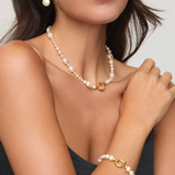 Pulseira Wild Pearls Dourada Pérolas 4-12mm