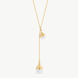 Colar Drop Ajustável Dourado Pérola 8,10mm