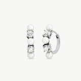 Brincos Zircónia Prateados Pérola 4mm