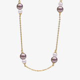 Colar Duet Dourado Pérola 4,6mm Aubergine