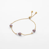 Pulseira Duet Dourada Pérolas 4,6mm Aubergine