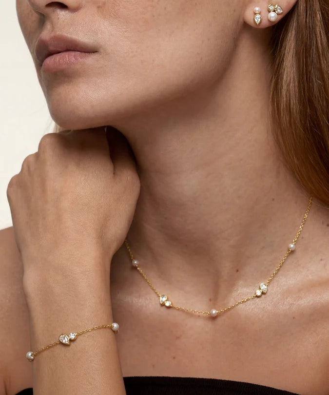 Colar Nova Dourado Pérola 4mm