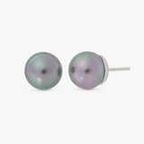 Brincos Lyra Prateados Pérola 10mm Cinzenta