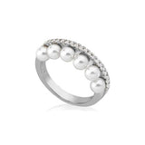 Anel Exquisite c/ Zircónias e Pérolas 4mm