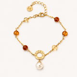 Pulseira Murano Dourada Pérolas 7mm