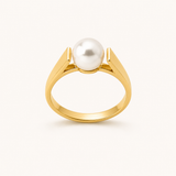 Anel Nuada Dourado Pérola 7mm