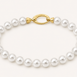 Pulseira Clássico Dourada Pérolas 7mm