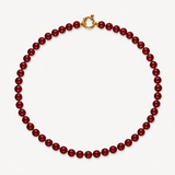 Colar Lyra Dourado Pérola 8mm Vermelho