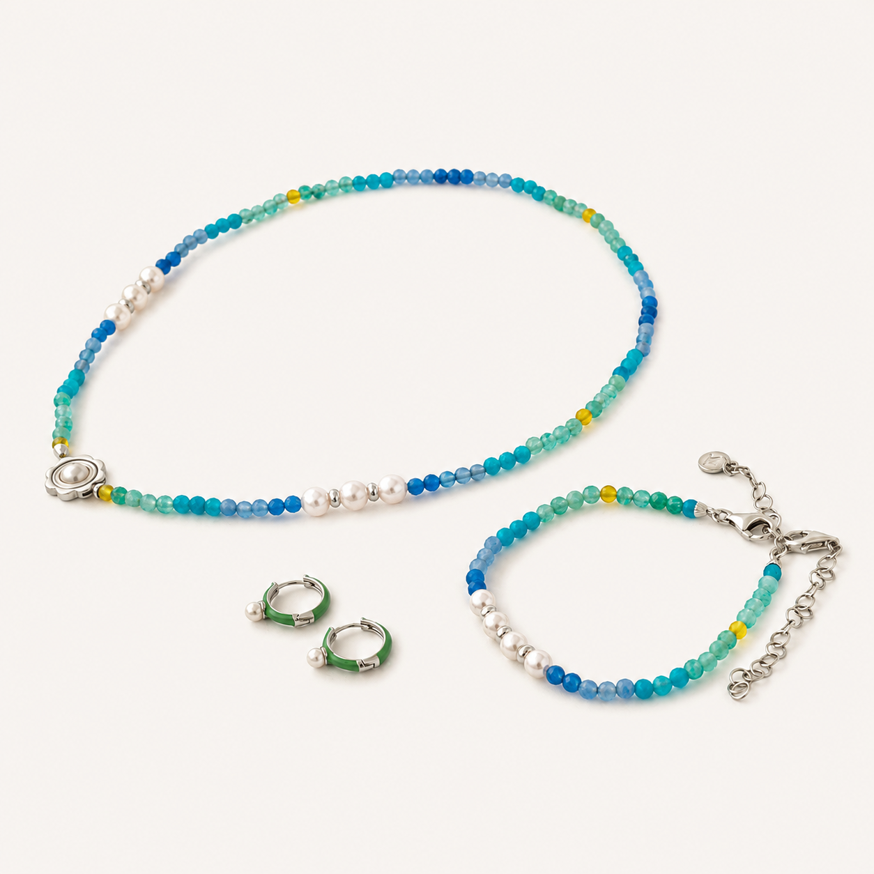 Pulseira Color Pop Azul Pérola 6mm
