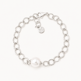 Pulseira Aina Prateada Pérola 10mm