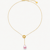 Colar Luar Dourado Pérola 12mm