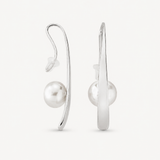 Brincos Lyra Prateados Pérola 10mm