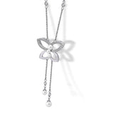 Colar Mariposa Prateado c/ Zircónias e Pérolas 6/8mm