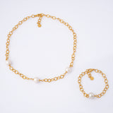 Colar Aina Dourado Pérola 8,10mm